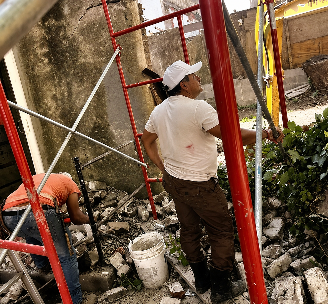 The Paiz Builders crew working a demolition site in Philadelphia